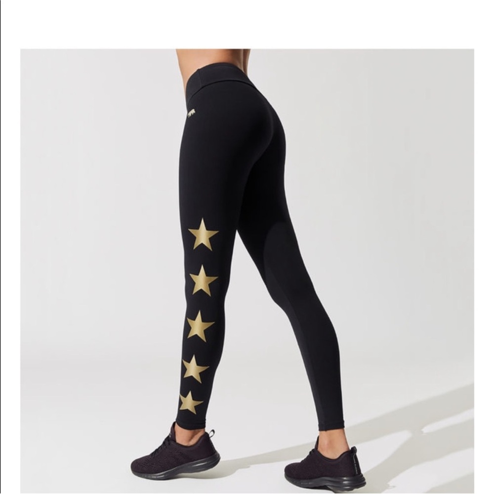 Running Bare Black Leggings with‎ Gold Stars